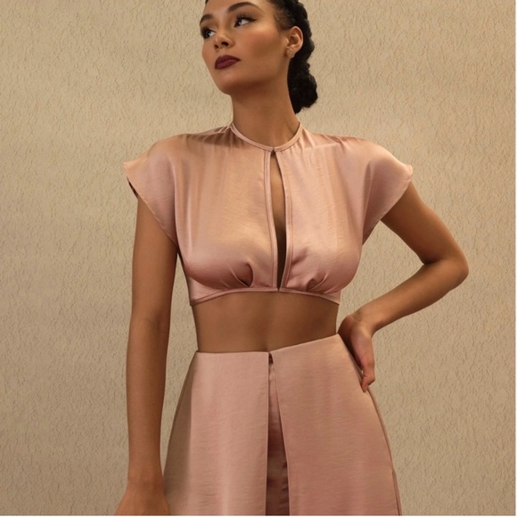 Andrea Iyamah Blush Pink Cutout Jumpsuit - Picture 3 of 7